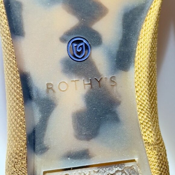 ROTHY'S Gold Pointed Toe Flats Size W7 Recycled Material Washable Women's Shoes - Picture 10 of 11